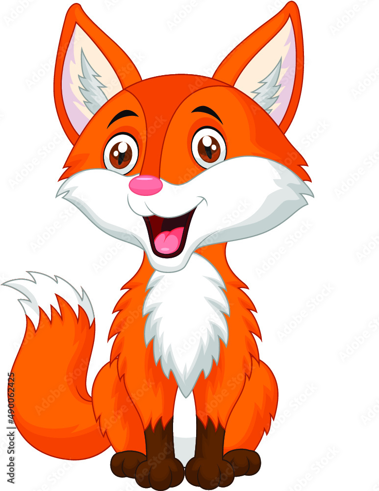 Obraz premium red fox,cartoon,forest,animal,fairy tale