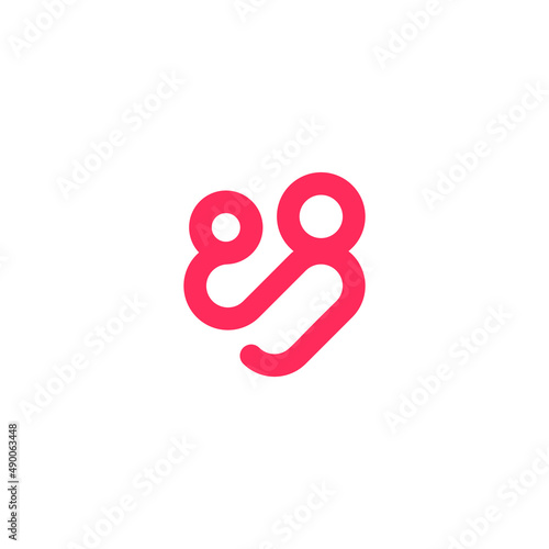 Love Heart Symbol with Abstract People Mother Babysitting Family Care Logo Design Vector
