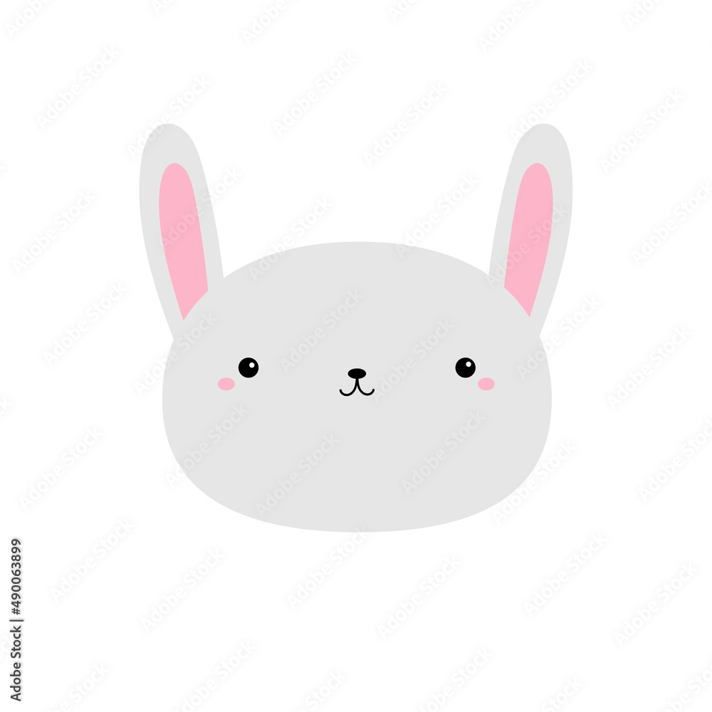 Bunny rabbit hare round face icon. Happy Easter. Cute kawaii funny animal. Cartoon funny baby character. Kids print for poster, t-shirt cloth. Love card. Flat design. White background. Bunny rabbit hare round face icon. Happy Easter. Cute kawaii funny animal. Cartoon funny baby character. Kids print for poster, t-shirt cloth. Love card. Flat design. White background.