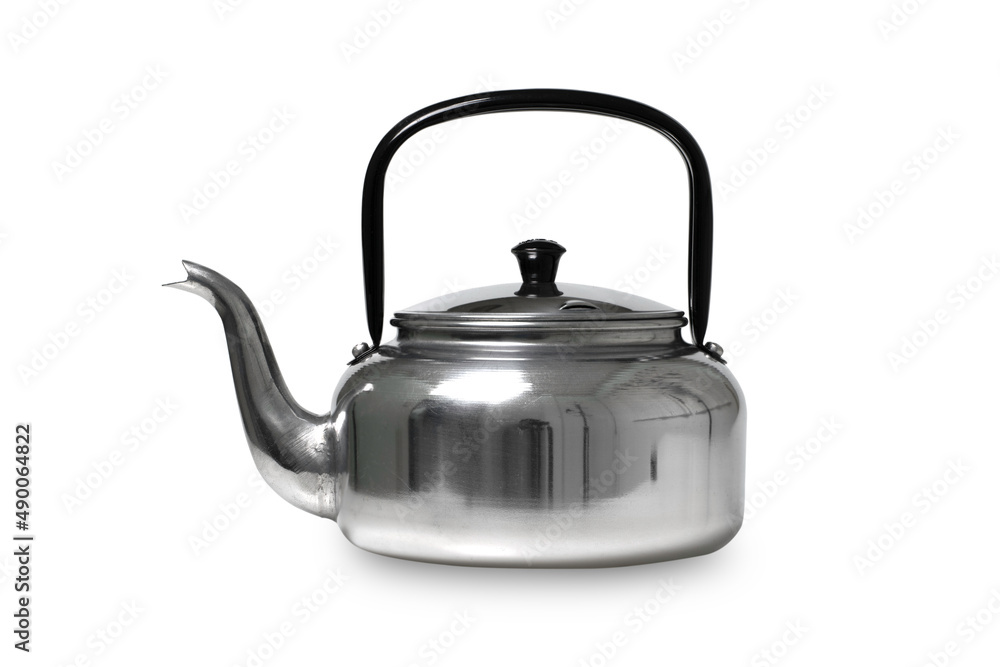 Aluminum tea pot kettle stove top isolated on white background. Aluminum tea pot kettle stove top isolated on white background.