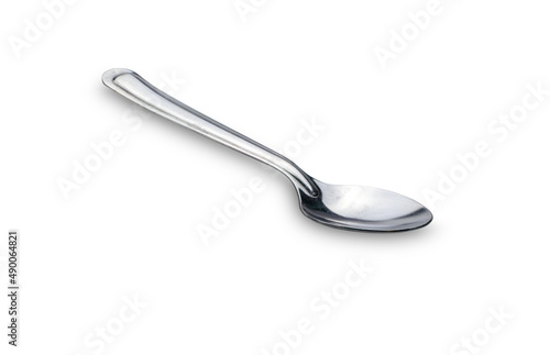 Silver spoon photo stacking side view isolated on white background. This has clipping path.