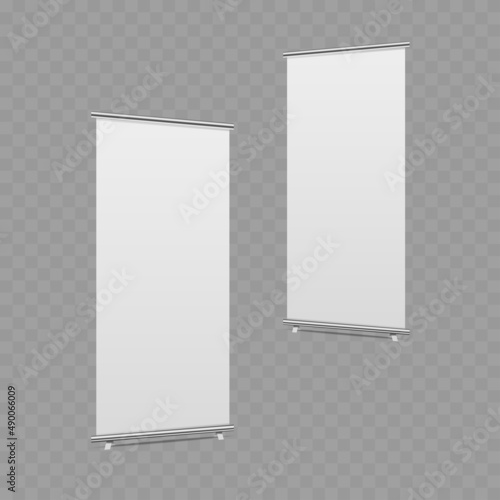 Roll up banner isolated on transparent background. Vector