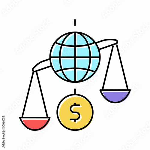 financial crisis world scale color icon vector illustration