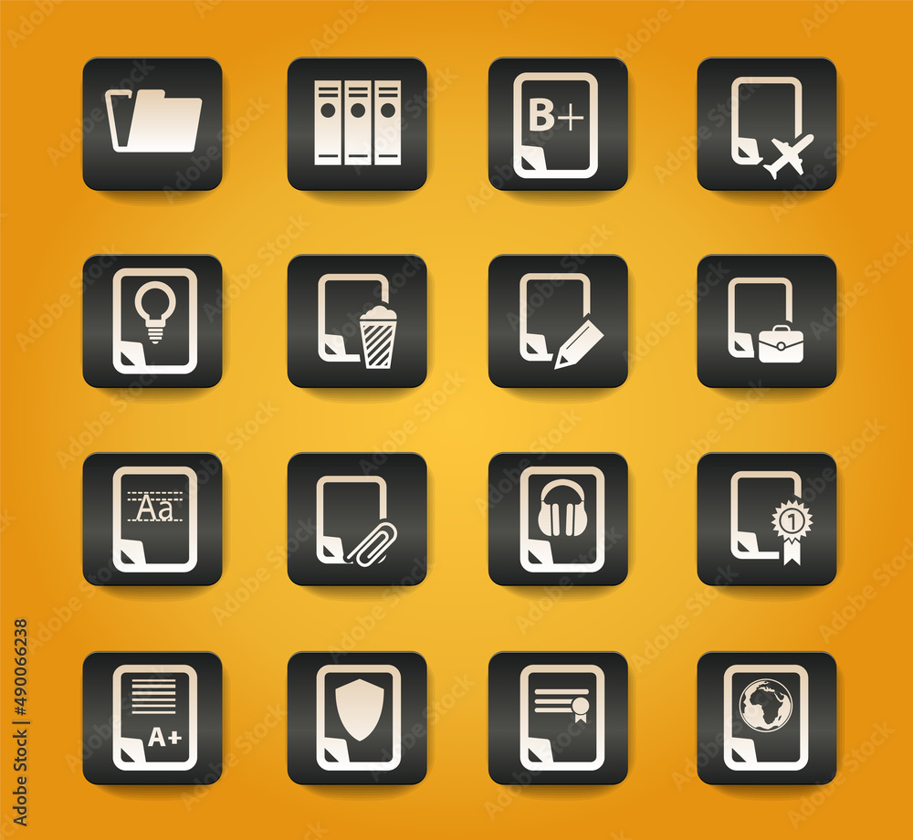 Documents icons set Documents icons set