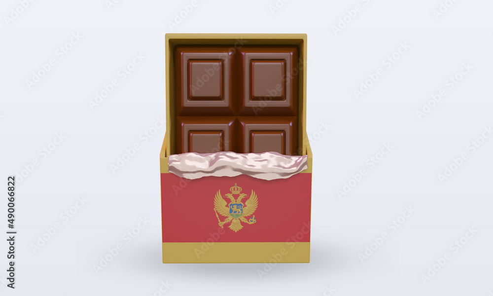 3d chocolate Montenegro flag rendering front view 3d chocolate Montenegro flag rendering front view