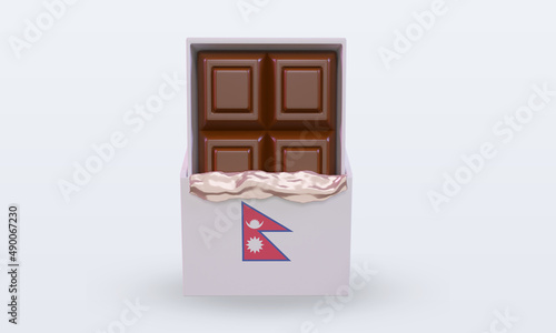 3d chocolate Nepal flag rendering front view