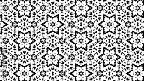 Abstract symmetry black and white kaleidoscope, 3d rendering backdrop, computer generating