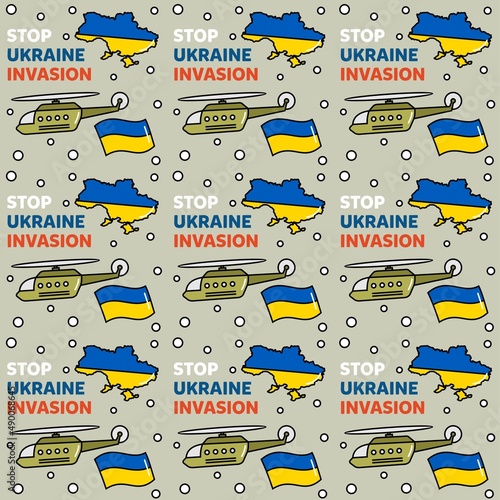 Stop Ukraine invasion doodle seemless pattern vector design illustration