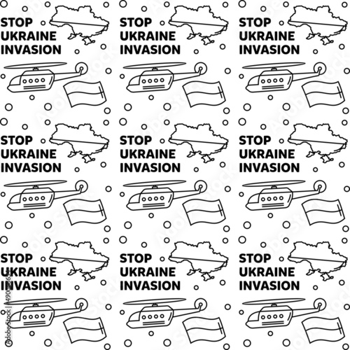 Stop Ukraine invasion doodle seemless pattern vector design illustration