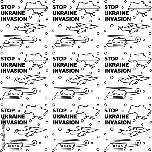 Stop Ukraine invasion doodle seemless pattern vector design illustration