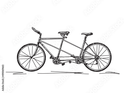 Sketch of tandem bicycle vector