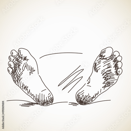 Sketch of Feet in bed, Hand drawn vector illustration