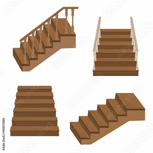 Wooden staircase to the porch - a staircase to enter the house with decorative wooden railings