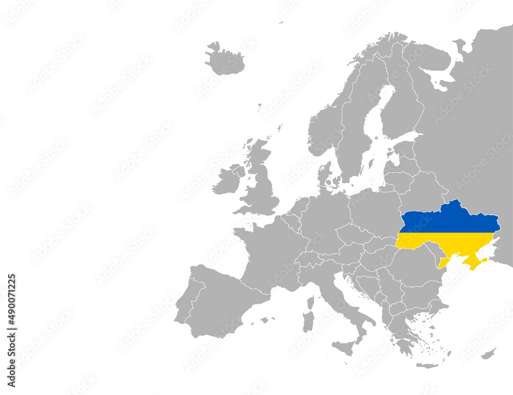 Obraz premium Ukraine on map Europe. Vector illustration.