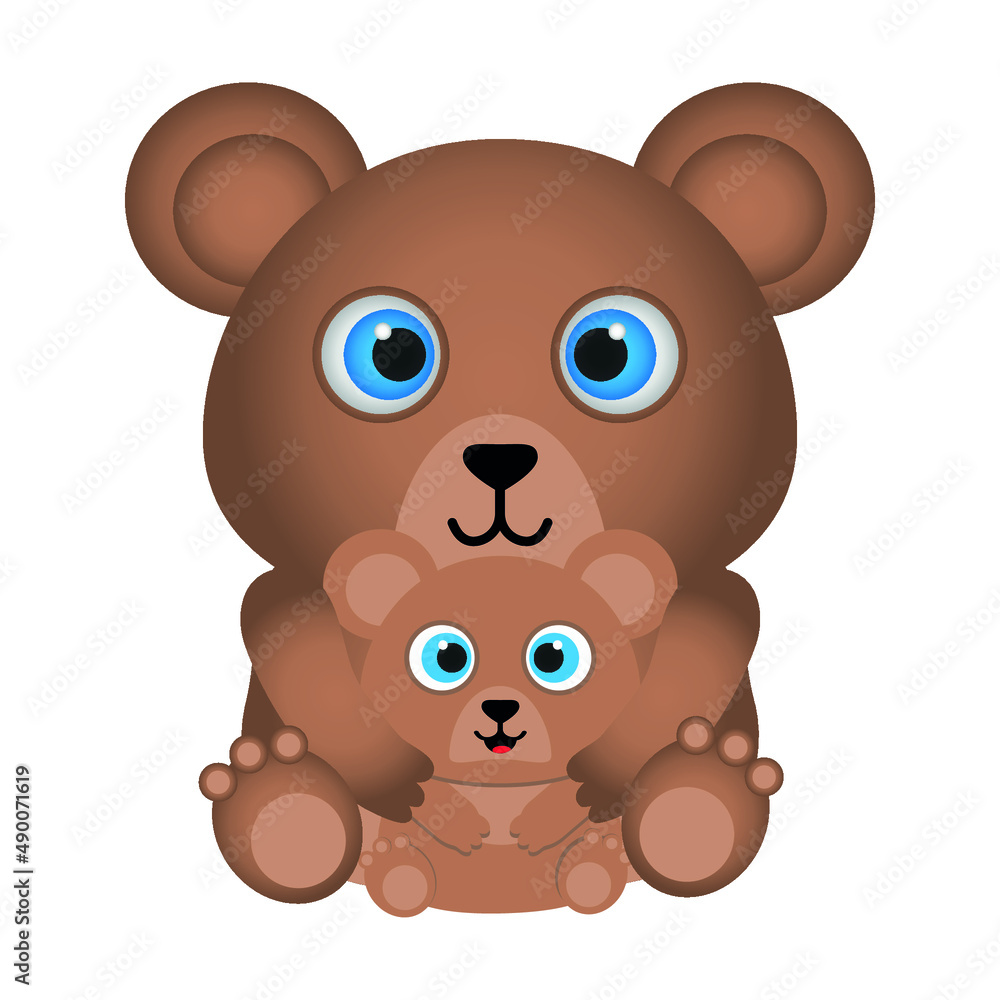 Fototapeta premium brown bear and cub. cute mother bear and her cub. vector illustration, eps 10.