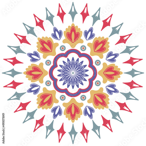 Abstract floral mandala. Oriental ornament nature illustration. Vector flower