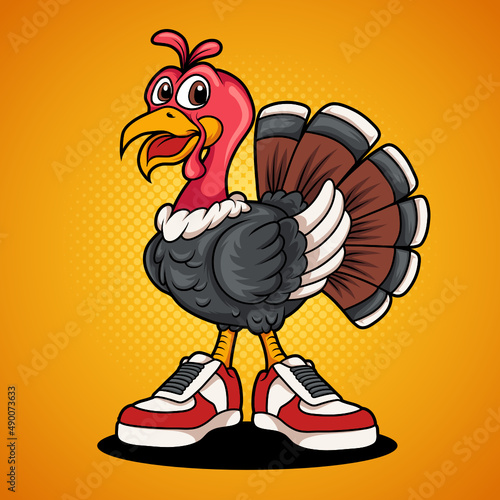 Cartoon turkey wearing shoes