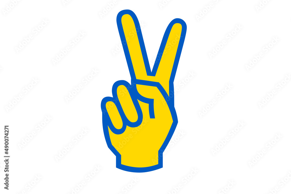Fototapeta premium Victory Zeichen in den Farben der Ukraine