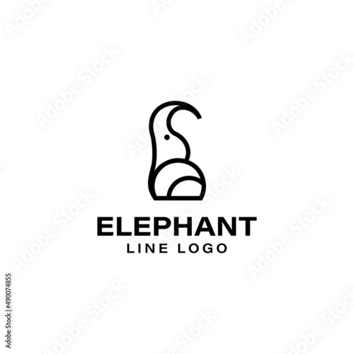 Elephant logo line art design vector illustration template