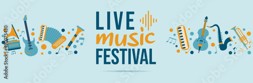 Live music festival banner - Title and illustrations