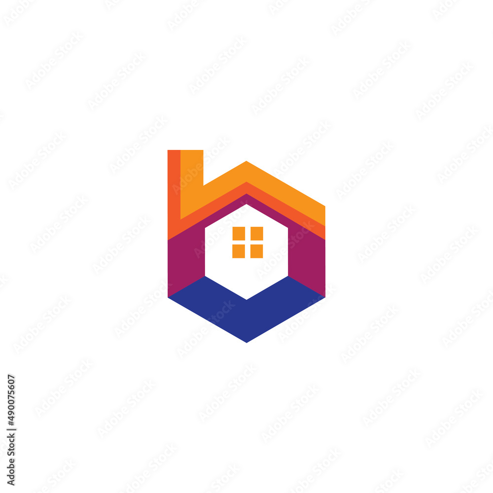 house logo initials B color illustration design element vector template house logo initials B color illustration design element vector template