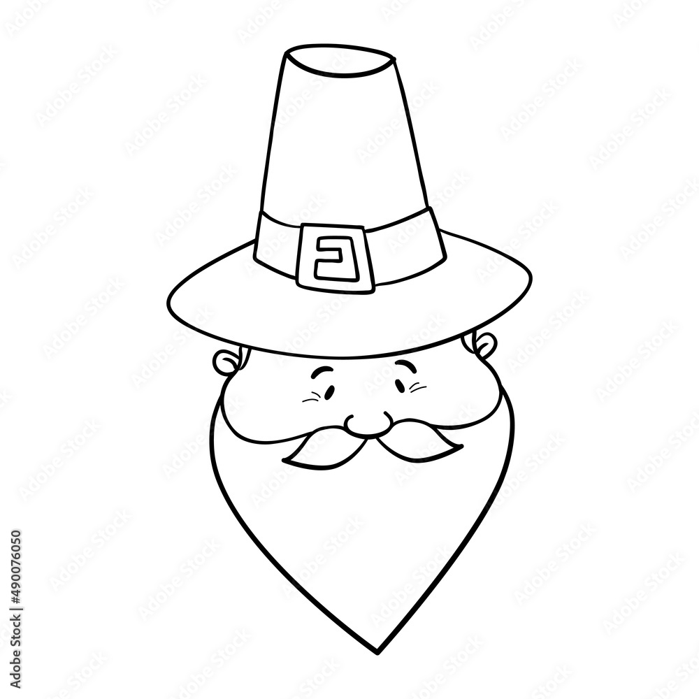 Cute gnome with autumn leaves on hat. Thanksgiving day doodle. Line art Scandinavian gnome. Cute gnome with autumn leaves on hat. Thanksgiving day doodle. Line art Scandinavian gnome.