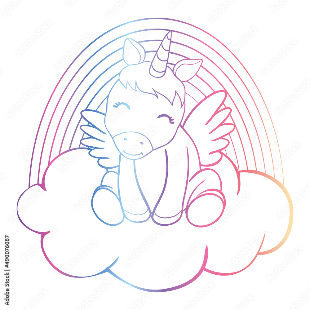 Cute Cartoon Unicorn isolated on white background. Cute Cartoon Unicorn isolated on white background.