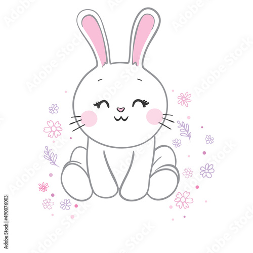 This is an illustration of a white rabbit greeting in the year of the rabbit 2023.