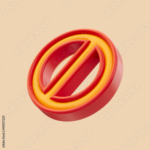 ban icon 3d render concept for sign empty template crosser out red prohibit caution circle photo