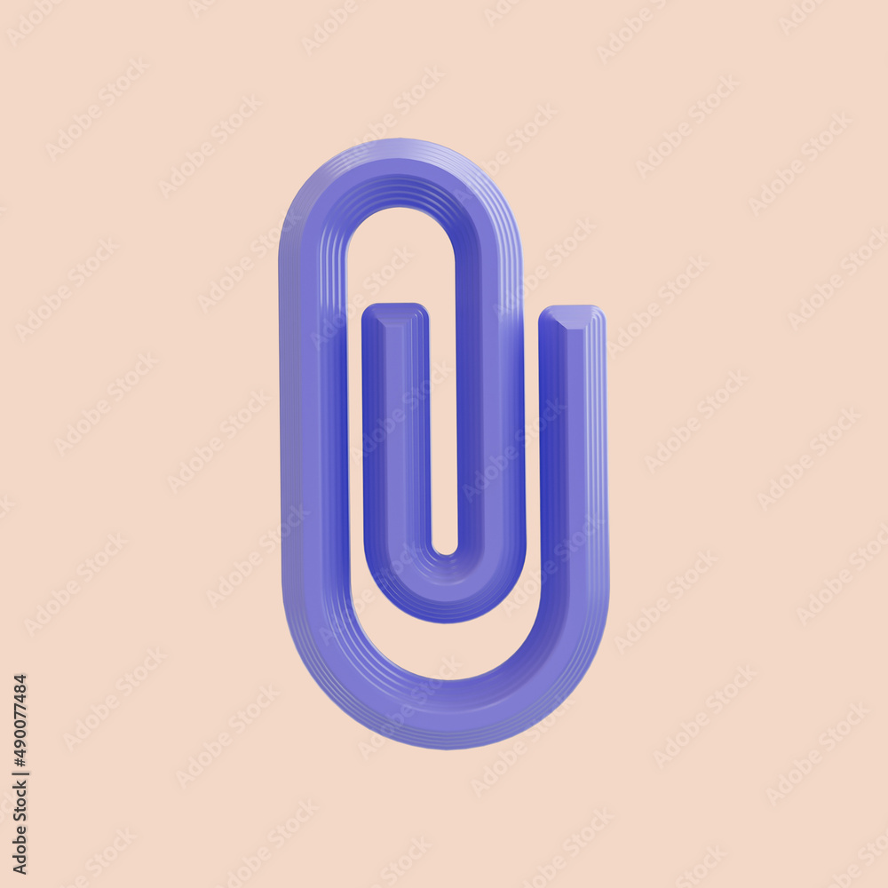 cartoon look paper clip icon 3d render concept for attaching file on board cartoon look paper clip icon 3d render concept for attaching file on board