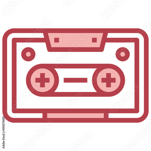 CASSETTE red line icon,linear,outline,graphic,illustration
