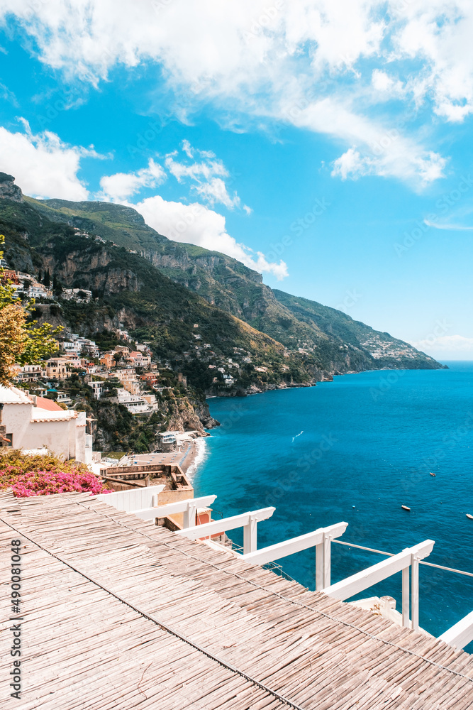 Positano is a village on the Amalfi Coast (Province of Salerno), in Campania, Italy, mainly in an enclave in the hills leading down to the coast.