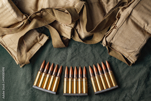 Military ammunition clips and bandoliers photo