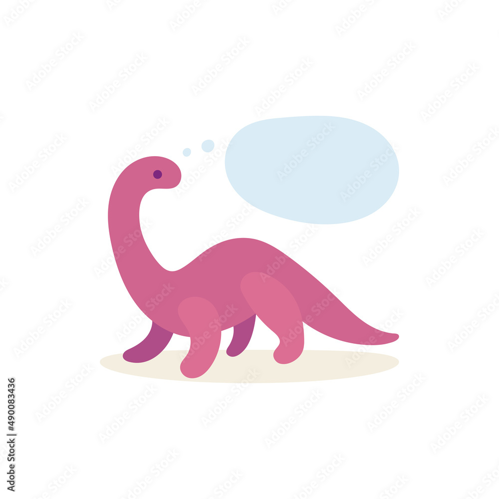 Fototapeta premium Dino. Cute dinosaur drawing illustration in cartoon style. Brontosaurus stylized simple graphic. Part of set.