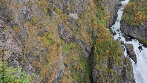 Wallpaper Mural View along steep cliffs and  the impressive Valley of Voringfoss Waterfall in Noway. Torontodigital.ca