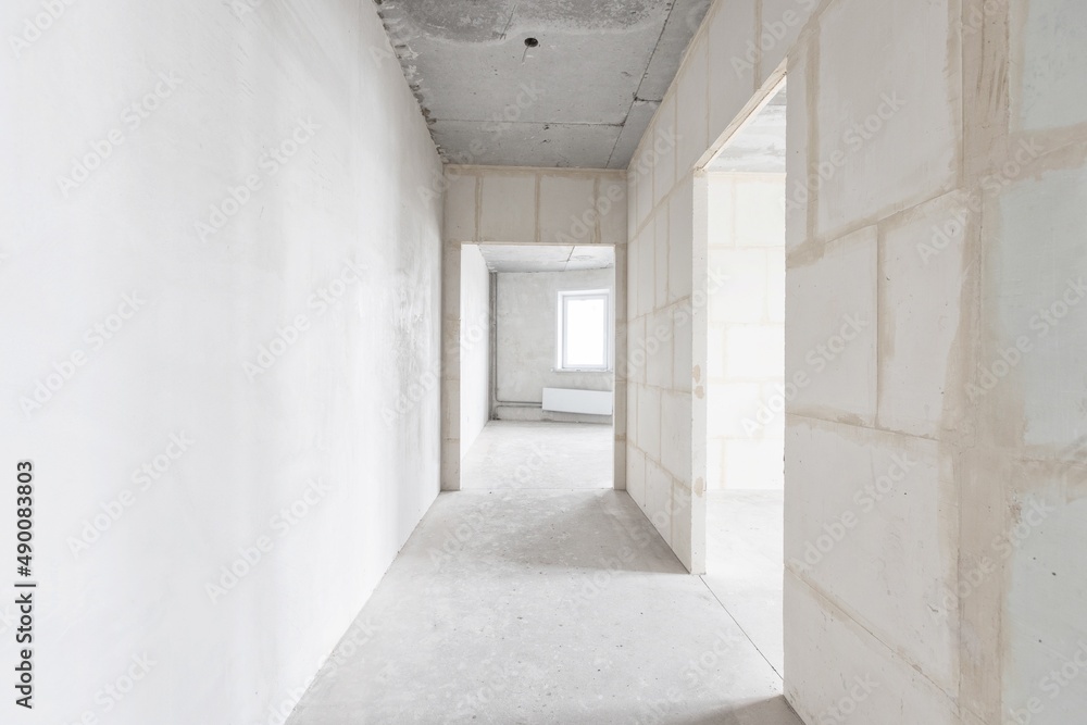 interior of the apartment without decoration in white colors