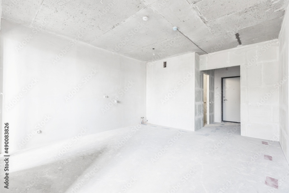 interior of the apartment without decoration in white colors interior of the apartment without decoration in white colors