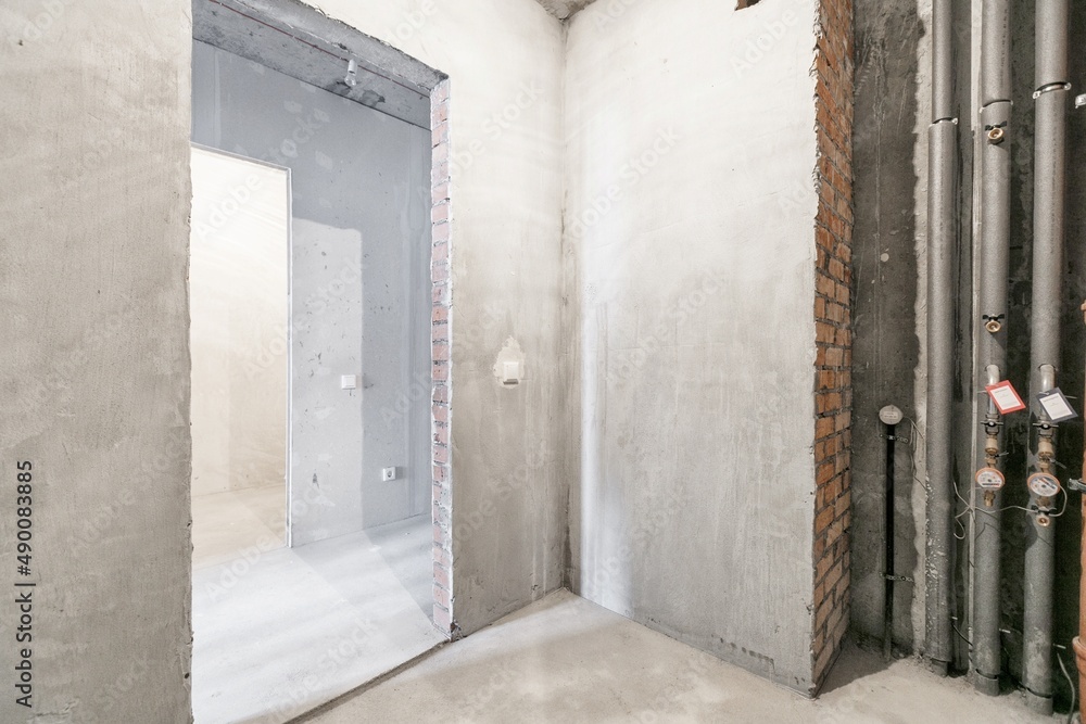 interior of the apartment without decoration in white colors