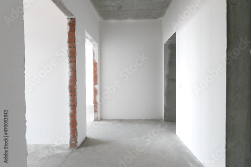 interior of the apartment without decoration in white colors