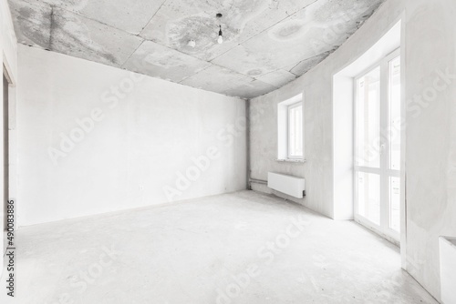 interior of the apartment without decoration in white colors