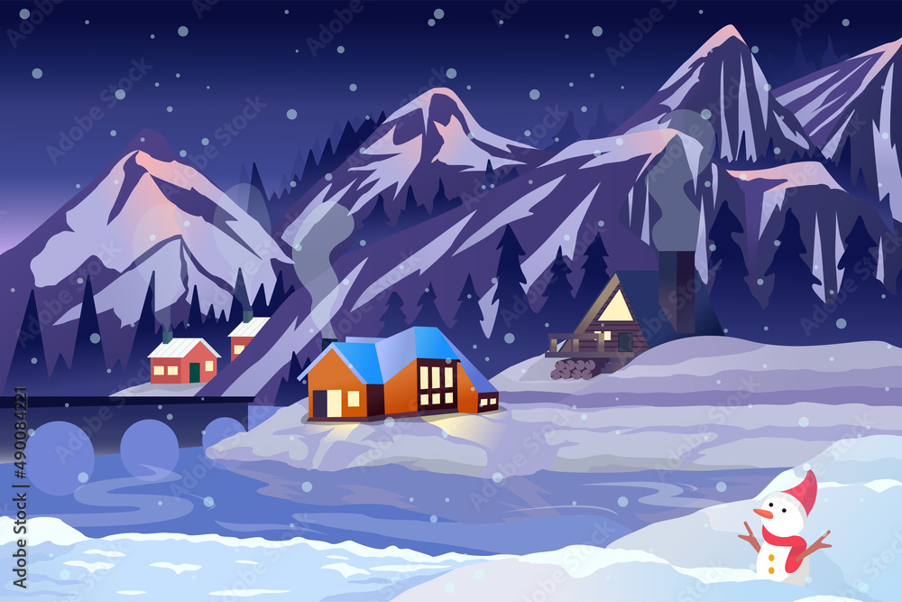 winter landscape design background 