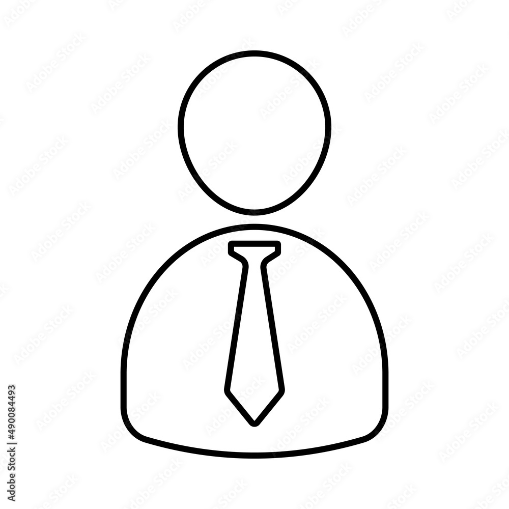 Silhouette of a man in a tie, an office worker, an outline incognito avatar, a linear businessman icon. Isolated on white background. Vector graphics Silhouette of a man in a tie, an office worker, an outline incognito avatar, a linear businessman icon. Isolated on white background. Vector graphics