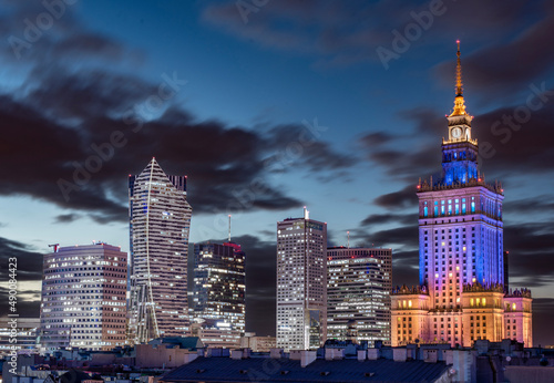 Panorama nowoczesnej Warszawy, centrum, 2022 r.	 photo