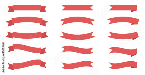 Red Ribbon Banners. Set of ribbons. 