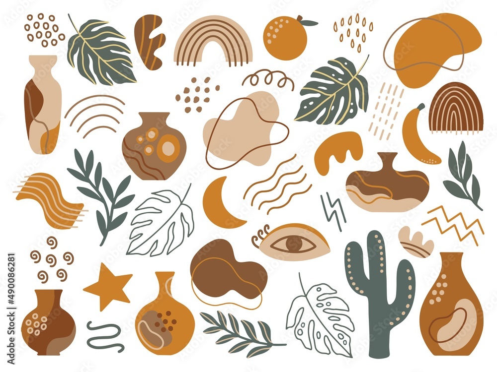 Set of hand drawn modern tropical element Set of hand drawn modern tropical element