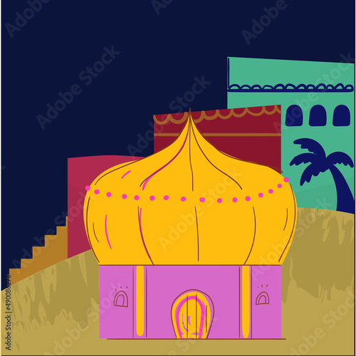 design vector doodle art illustrtion of ramadan