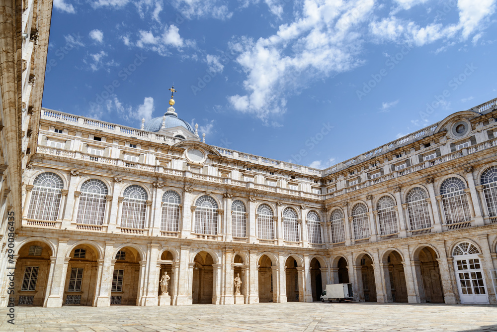 View of the facade of the Royal Palace of Madrid from the courtyard