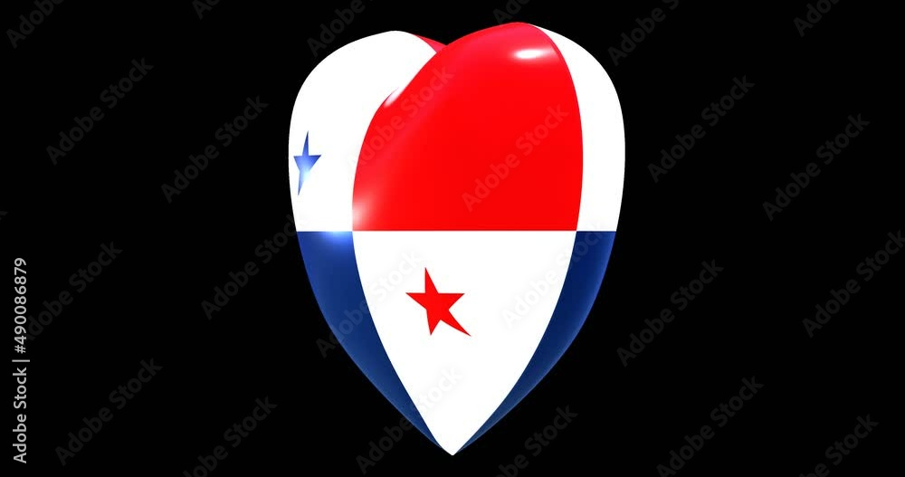 Flag of Panama on turning Heart 3D Loop Animation with Alpha Channel 4K UHD 60FPS Flag of Panama on turning Heart 3D Loop Animation with Alpha Channel 4K UHD 60FPS