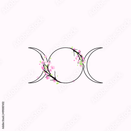 triple moon goddess vector watercolor tattoo idea