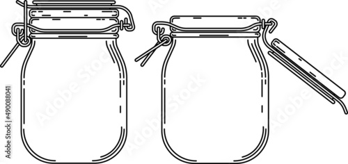 hand drawn glass jar line art vector illustration